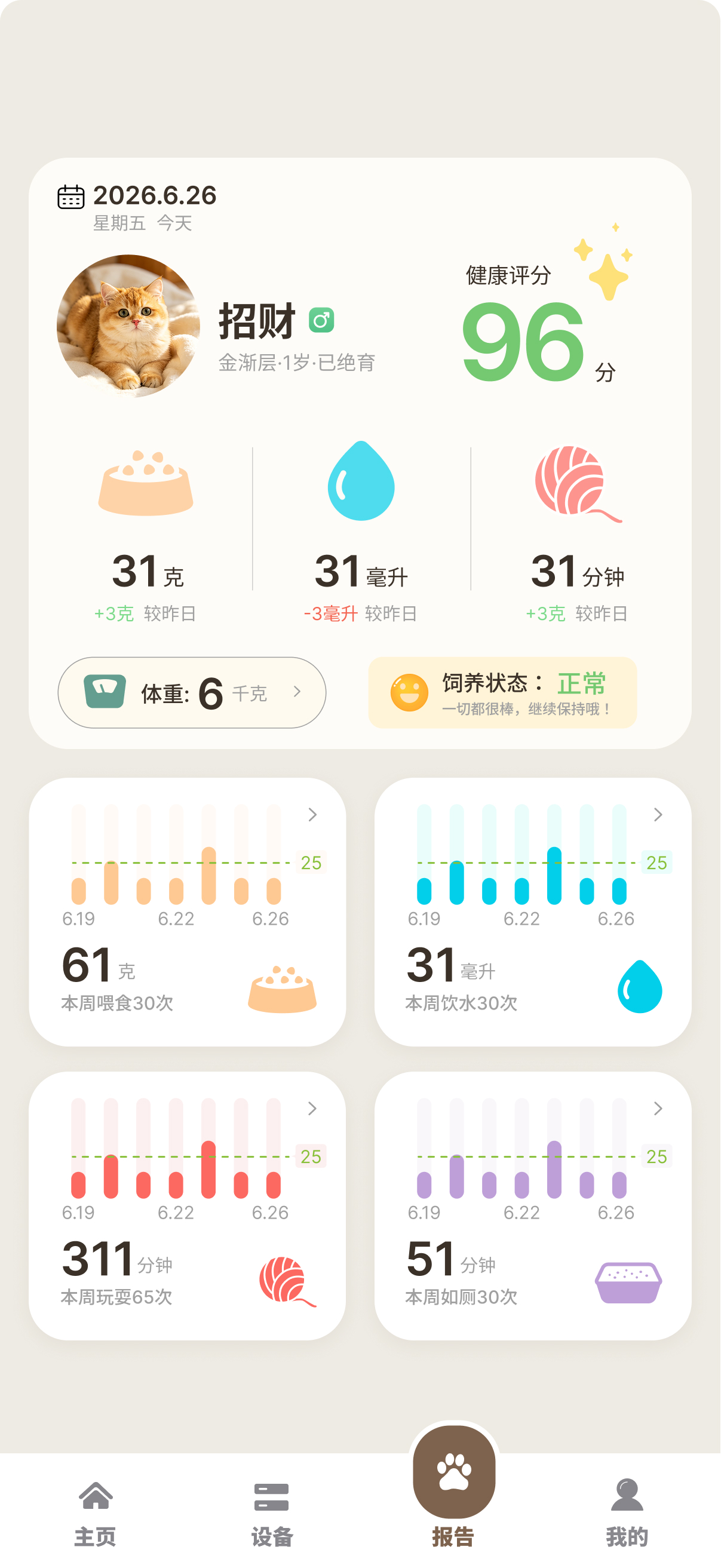 Daily health overview in the See & Care app